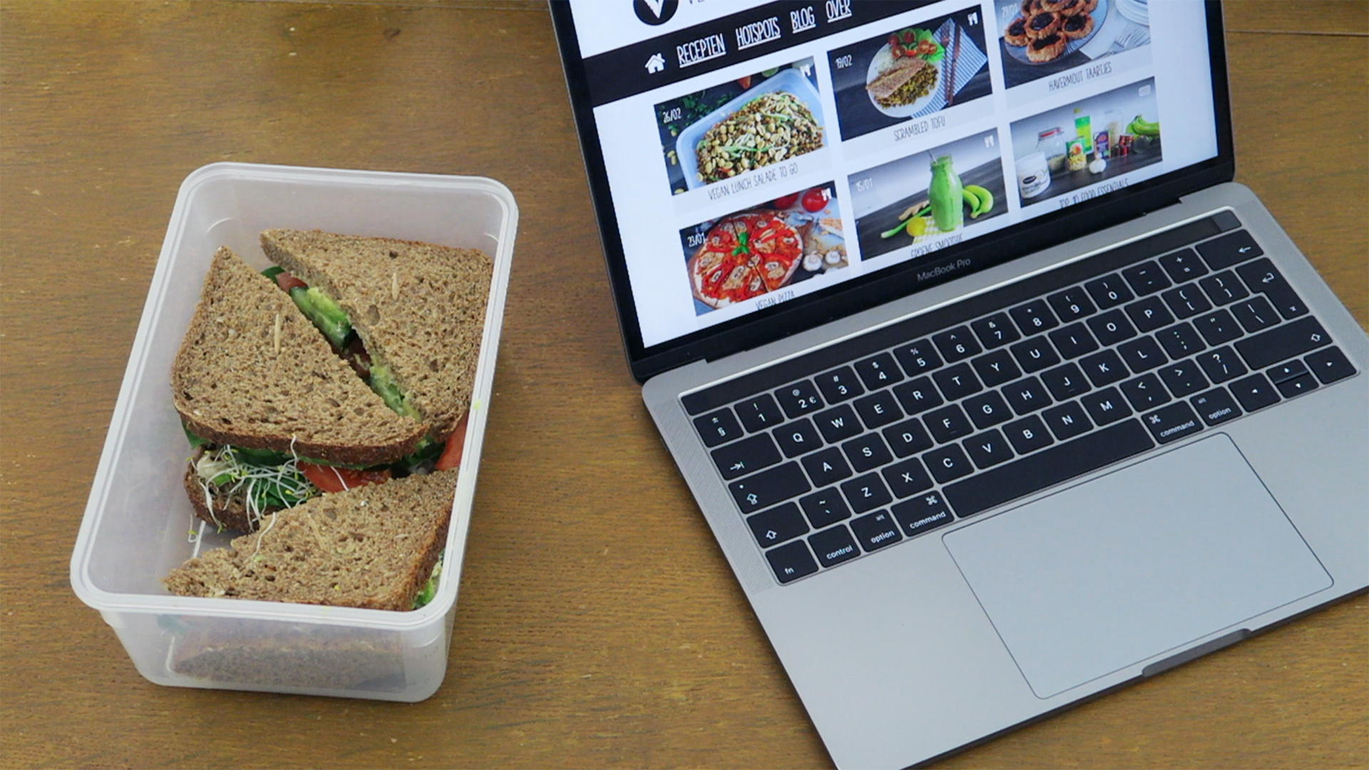 Vegan sandwich als lunch op werk of school