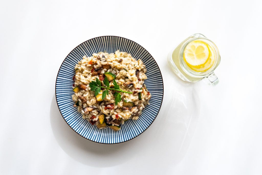 Vegan risotto met champignons